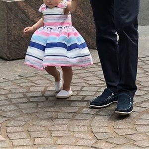 Nanette Lepore stipe bow organza dress 18 months worn once wedding ocassion